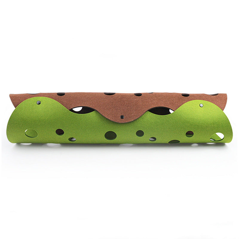 Cat Tunnel Cat Toy Felt Pom Splicing Deformable Kitten Nest Collapsible Tube House Tunnel Interactive Pet Toy Cat Accessories Pure Ember