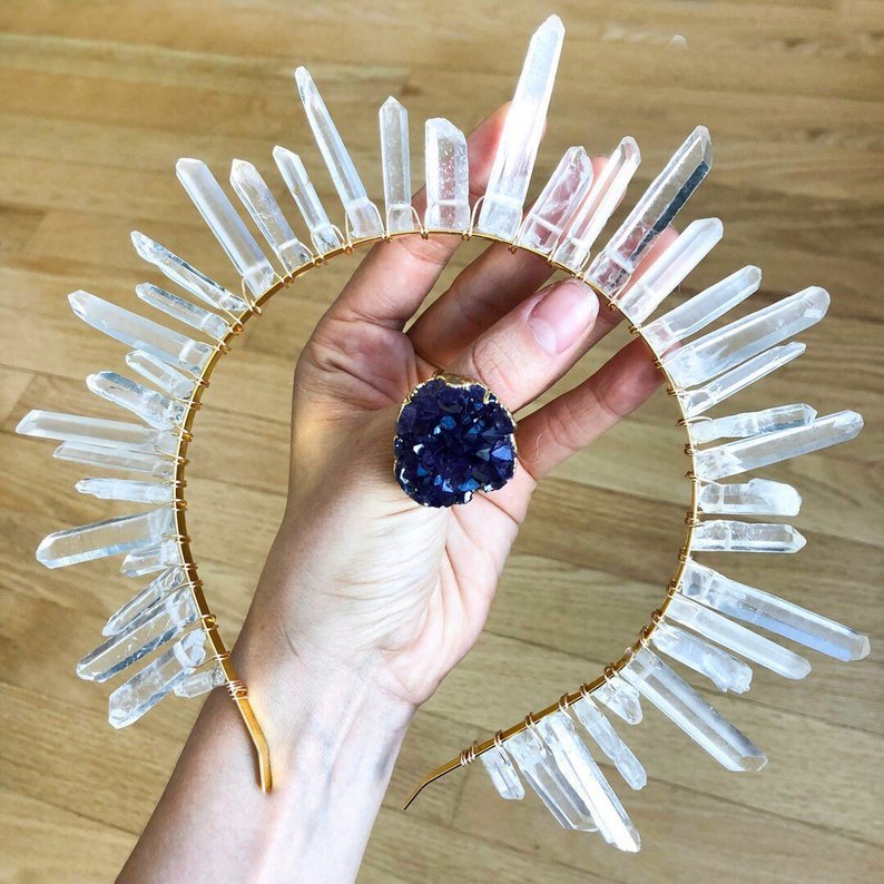 Natural crystal crown headband Pure Ember