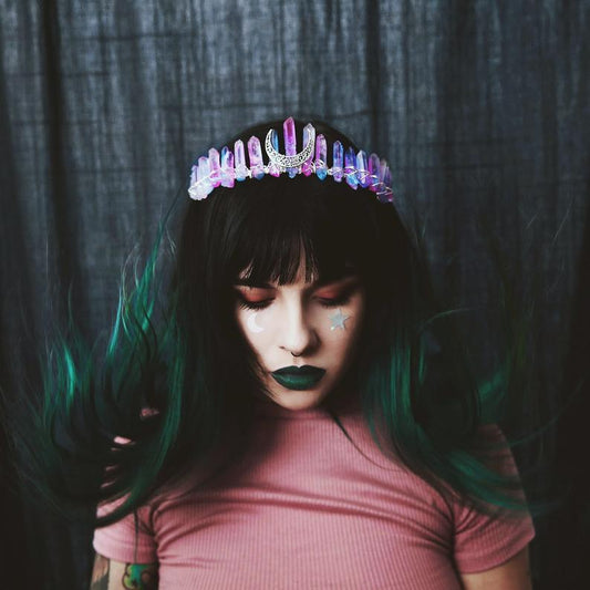 Rainbow Mermaid Colors Natural Crystal Crown Pure Ember