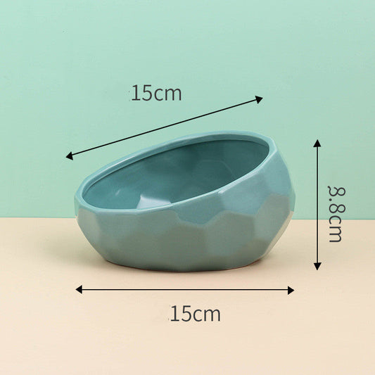 Pet Supplies Bowl Ceramic Cat Bowl Dog Bowl Oblique Mouth Pure Ember
