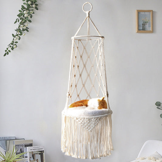 Macrame Hanging Pet Bed Macrame Cat Hammock Wall Hanging Cat Hammock Macrame Cat Bed-Pet Gifts Hammock Macrame Cat Swing Pure Ember