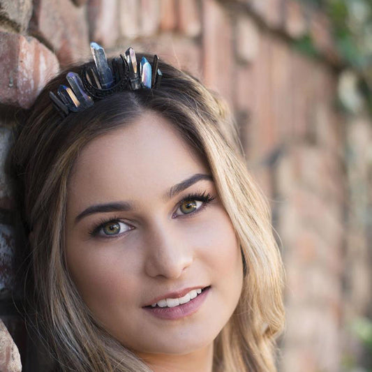 Handmade natural crystal crown headband Pure Ember