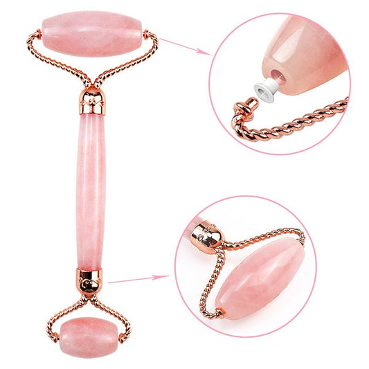 Pink Crystal Roller Butterfly Jade Facial Beauty Massager Pure Ember