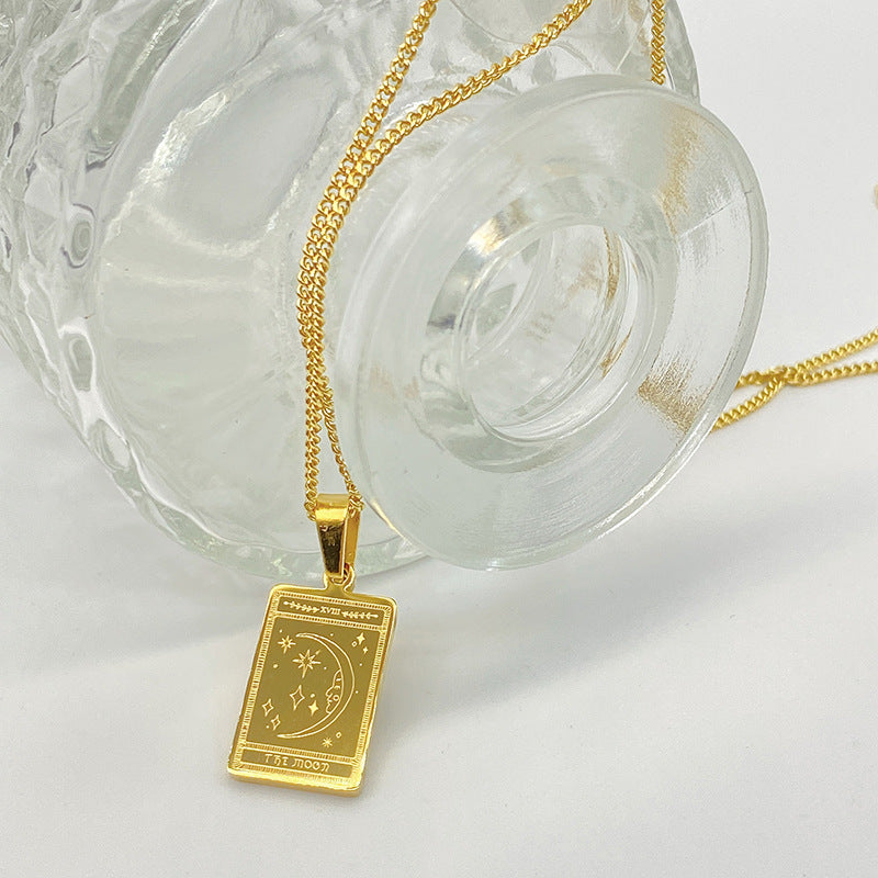 Tarot Pendant Necklace Stainless Steel Pure Ember the moon