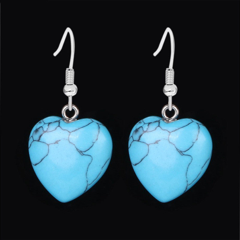 Love heart earrings natural crystal stone Pure Ember