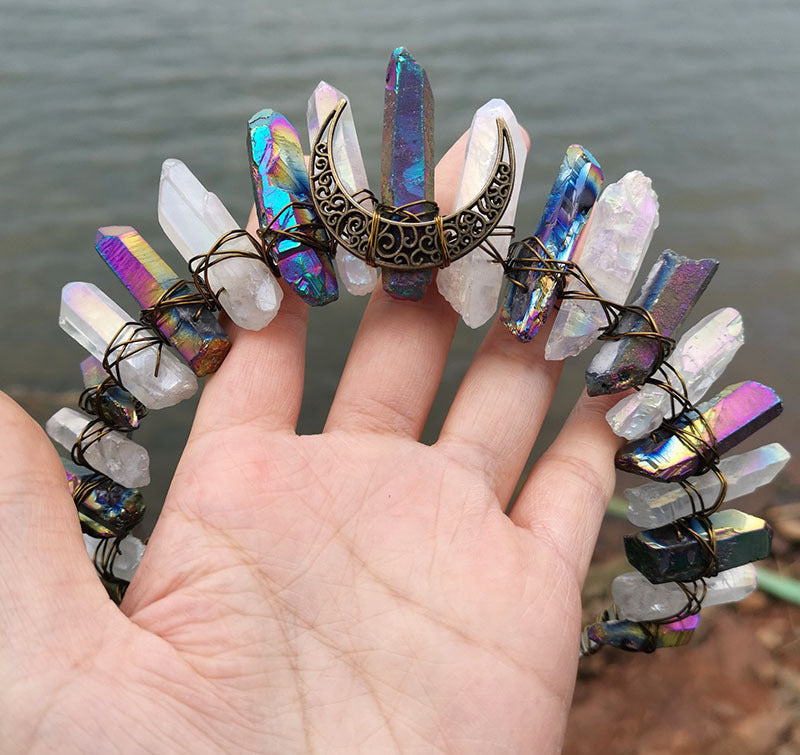 Natural Crystal Electroplating Frosted Crystal Witch Crown Pure Ember