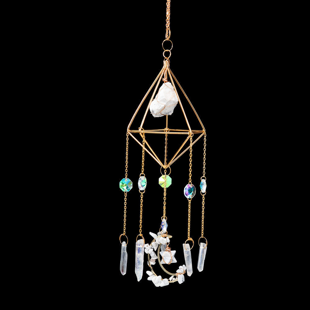 Natural Stone Amethyst Crystal Windchimes Pure Ember