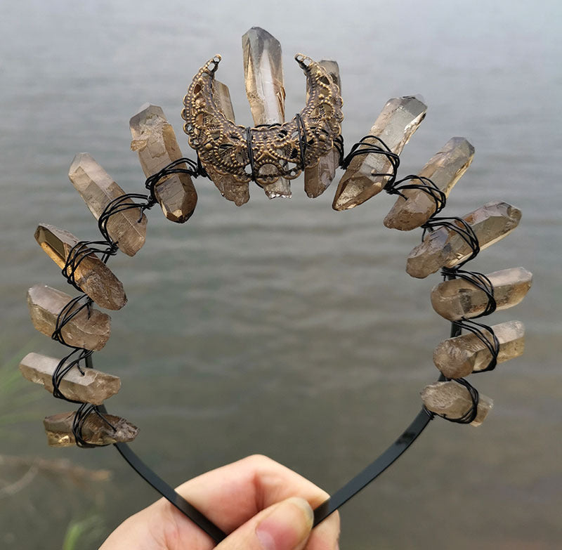 Natural Crystal Electroplating Frosted Crystal Witch Crown Pure Ember
