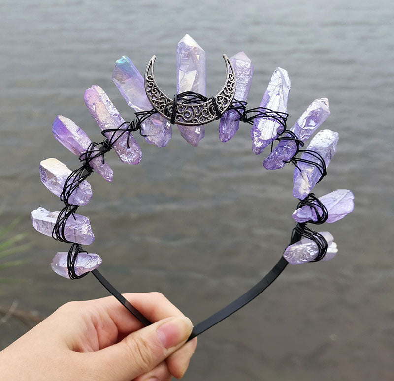 Natural Crystal Electroplating Frosted Crystal Witch Crown Pure Ember
