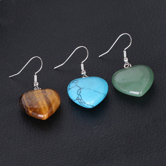 Love heart earrings natural crystal stone Pure Ember