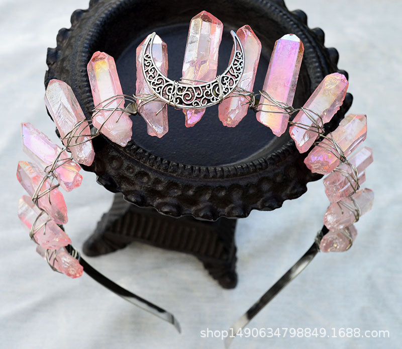 Natural Crystal Electroplating Frosted Crystal Witch Crown Pure Ember