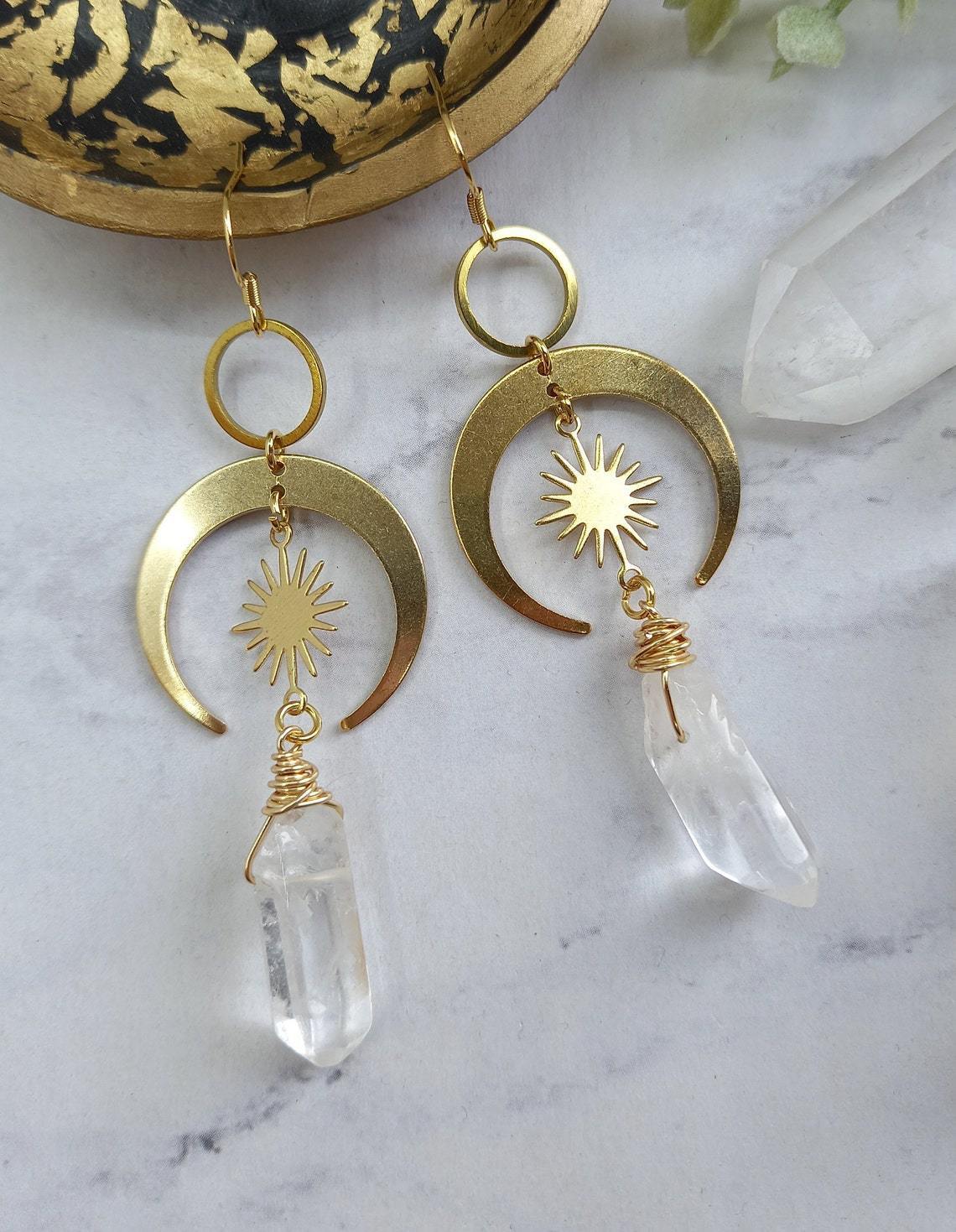 Women's Natural Crystal Hexagon Post Earrings Pure Ember