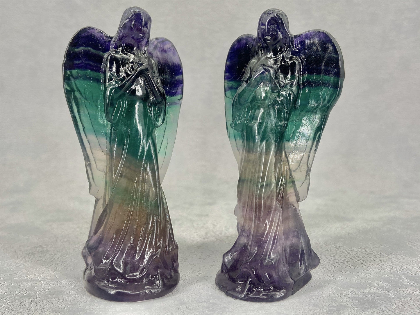 Natural Crystal Carving Colorful Fluorite Angel Pure Ember