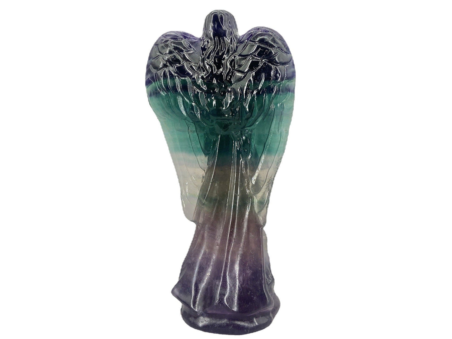 Natural Crystal Carving Colorful Fluorite Angel Pure Ember