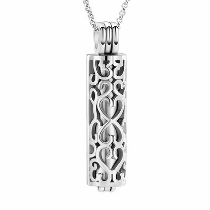 Cylinder Cremation Urn Necklace for Ashes silver