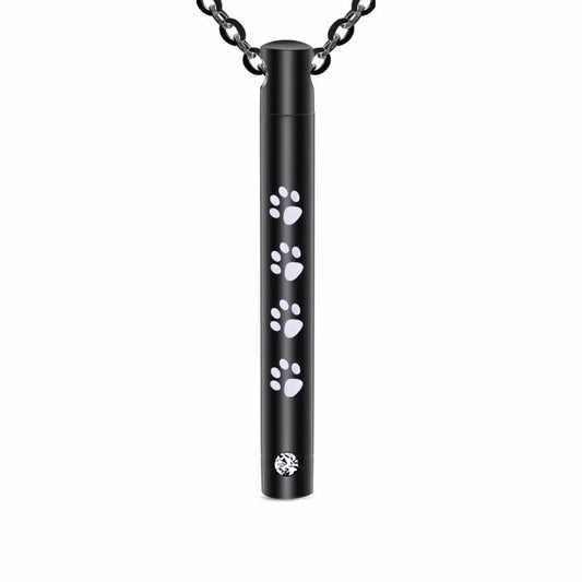 Pet Jewelry Cylinder Memorial Urn Paw Pendant