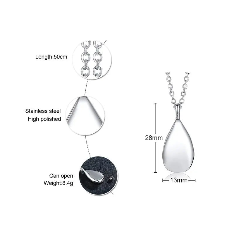 Teardrop Keepsake Ashes Necklace Urn Pendant