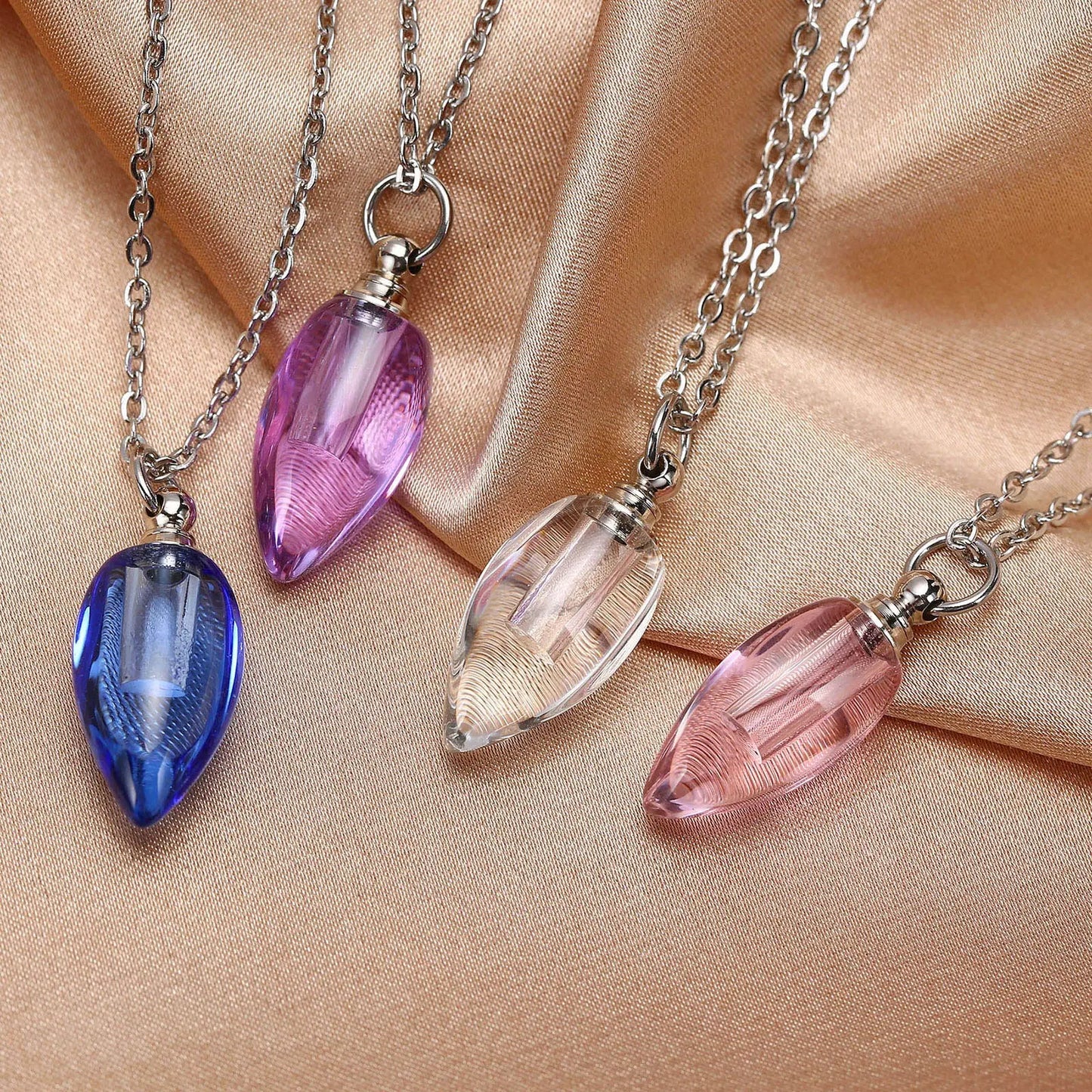 Glass Urn Necklace Pendant for Ashes Teardrop Pendant different colours