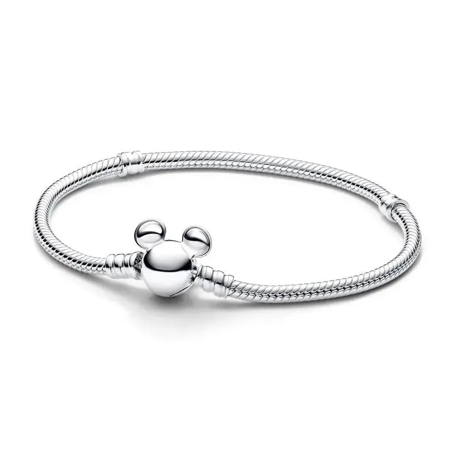 Disney Mickey Mouse Silver bracelet with a round charm on a white background