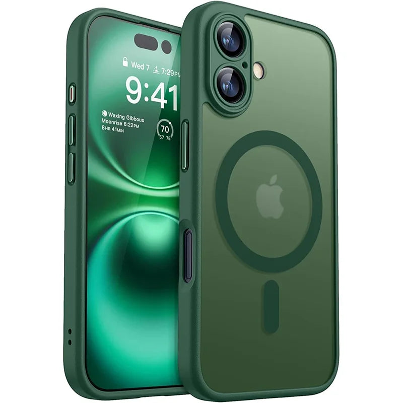 Green phone case with Apple logo on a white background