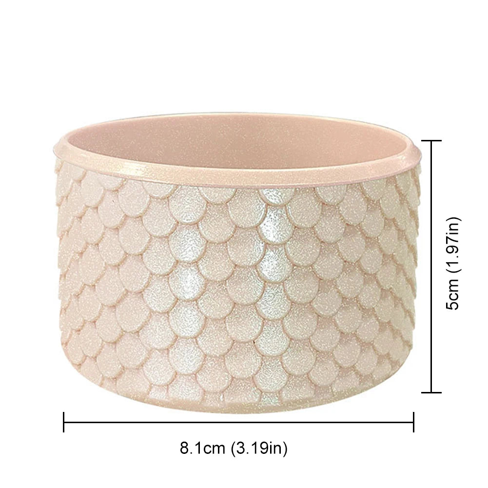 Stanley Decorative bowl with fish scale pattern and measurements on a white background