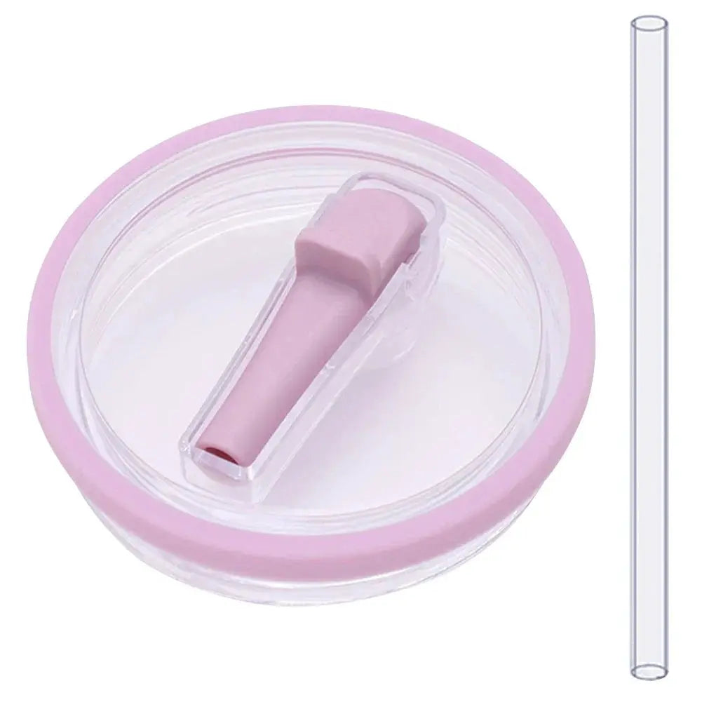 Light purple flip straw lid with matching straw, reusable 40 oz tumbler lid replacement for Stanley Quencher