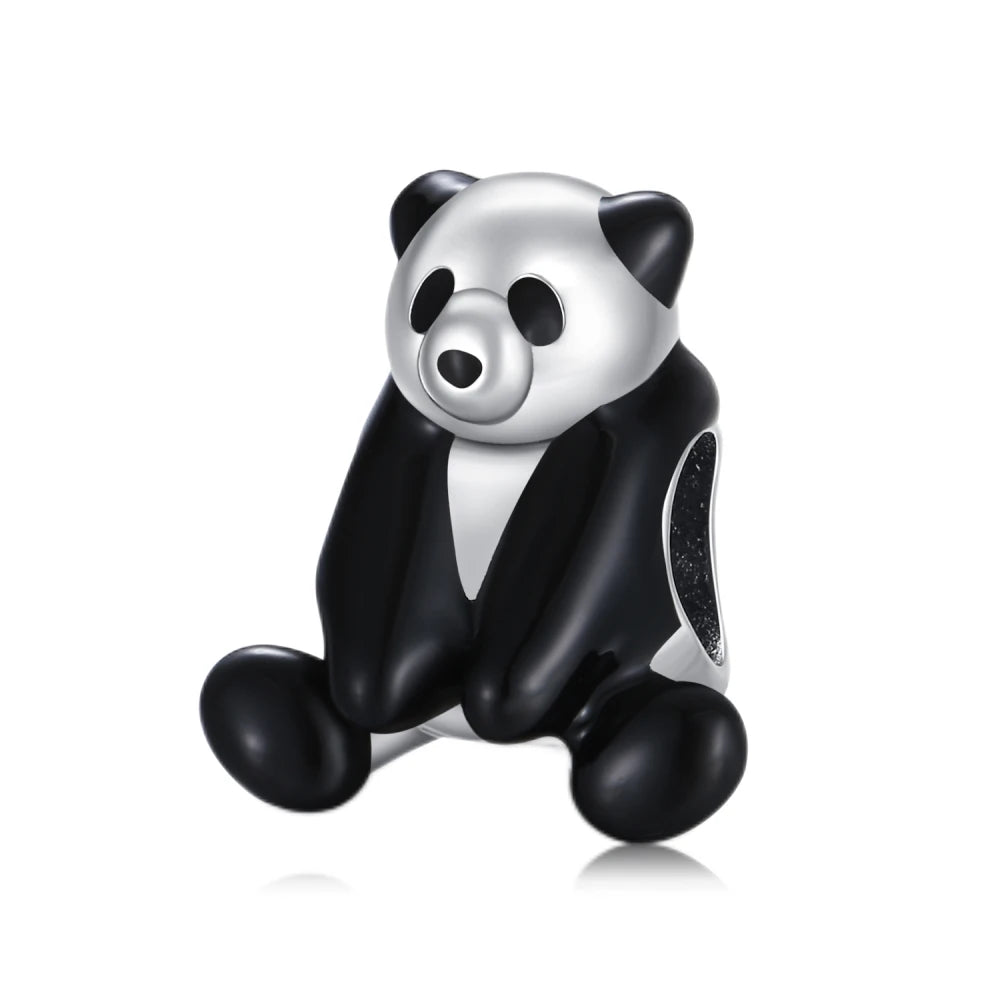 Panda-shaped object on a white background pandora style charm pendant panda bear