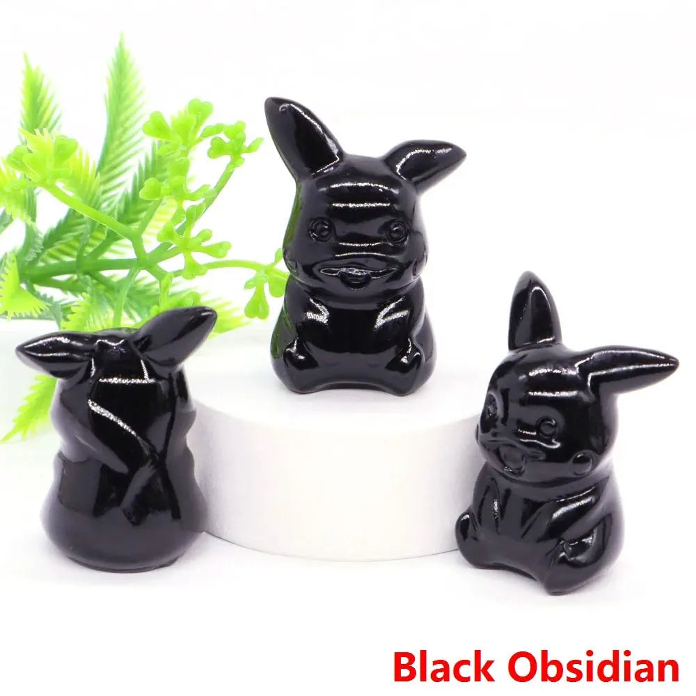 40mm Cute PICACHO Cartoon Natural Crystals