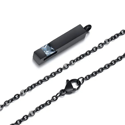 Zircon Cremation Urn Jewelry Cube Memorial Ashes Necklace Pendant