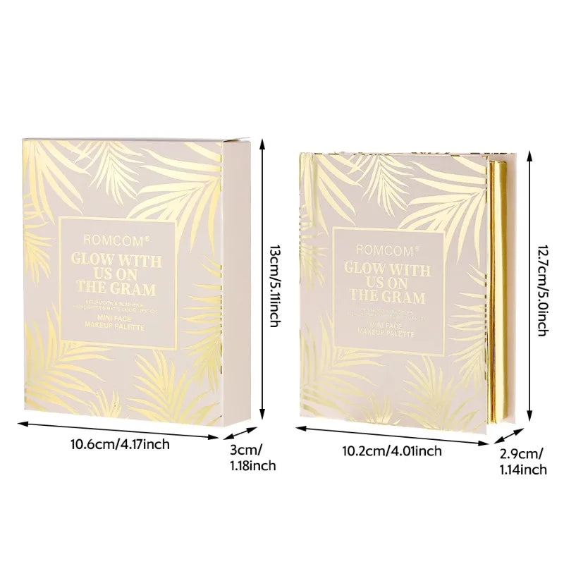 3-Page Makeup Magic Book - 19-in-1 Cosmetics Set (12 Eyeshadows, 3 Lips, 4 Contour Blushes) Pure Ember