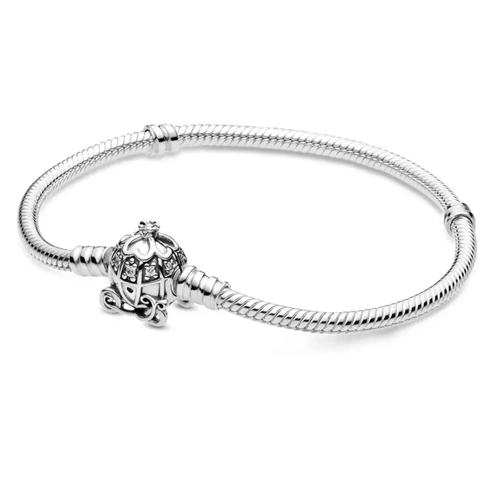 Disney The Pumpkin Coach Silver bracelet with a decorative clasp on a white background
