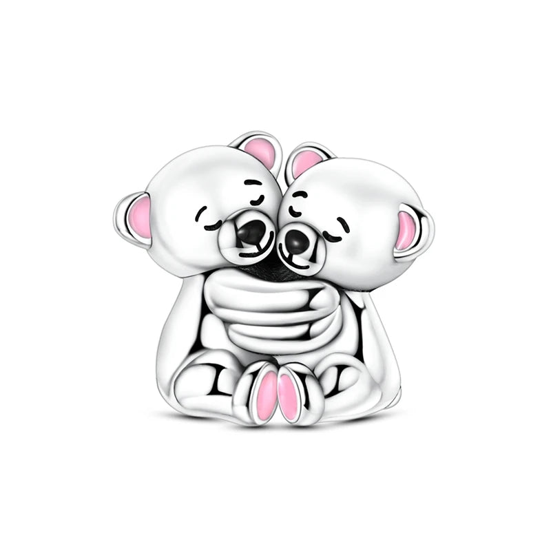 925 Sterling Silver Dollar Panda Mushroom Pendant Charms Pure Ember