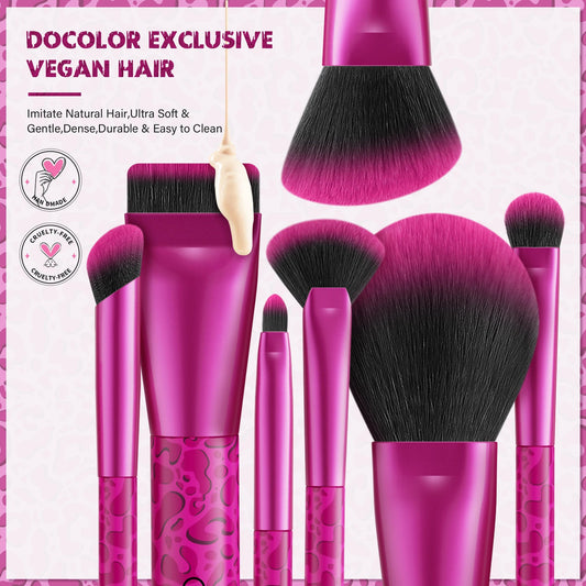 Docolor 12pcs Leopard Pink Face Makeup Brush Eyeshadow Utral Thin Foundation Brush Blush Powder Concealer Eyeliner Makeup Brush Pure Ember