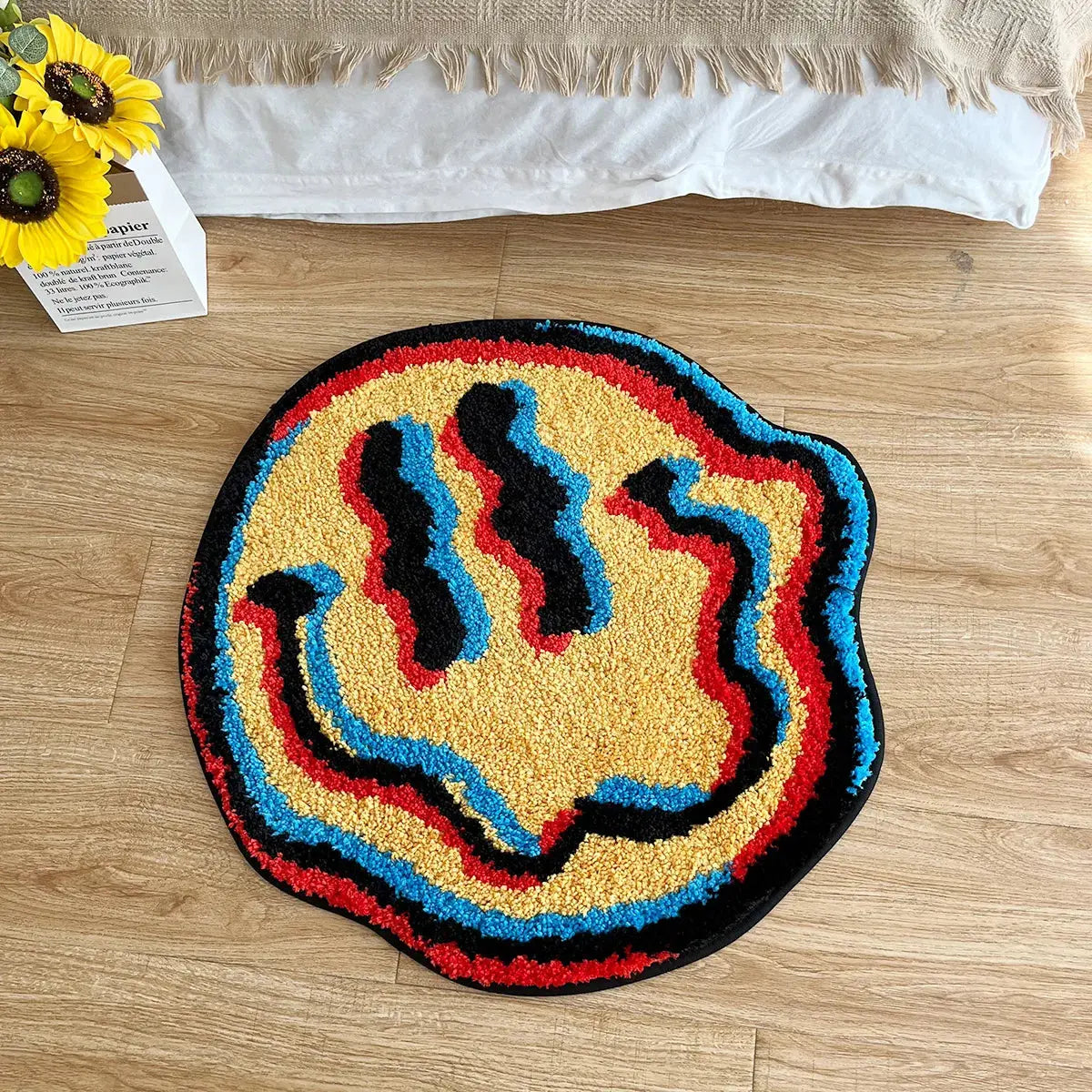 Trippy Smiling Face Rug Handmade Tufted Rug