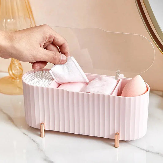 Cosmetic Storage Box With Lid pink