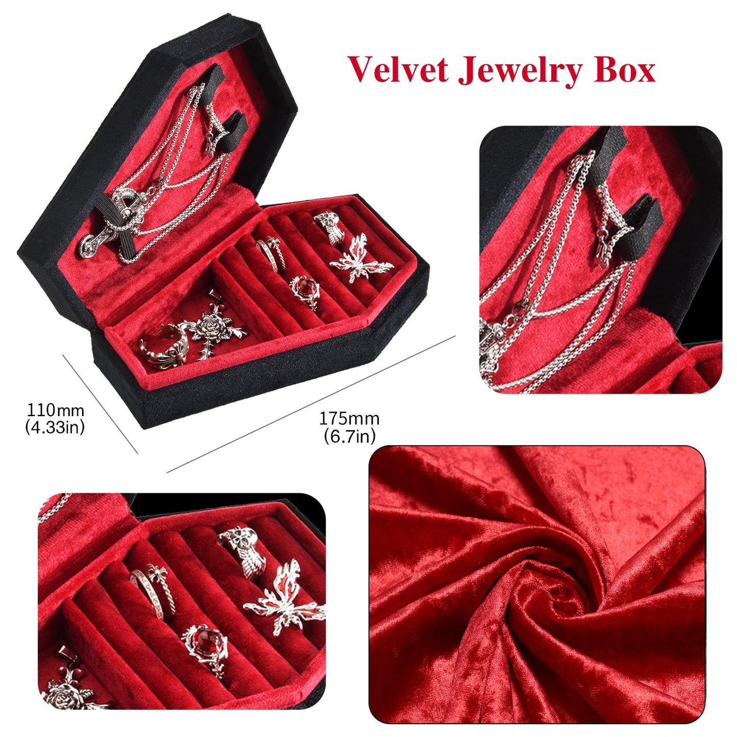 Gothic Velvet Coffin Jewelry Box