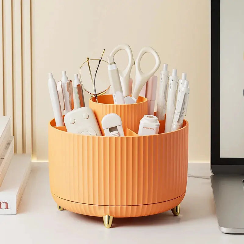 360 Rotating Makeup Cosmetic Organizer Large Capacity orange