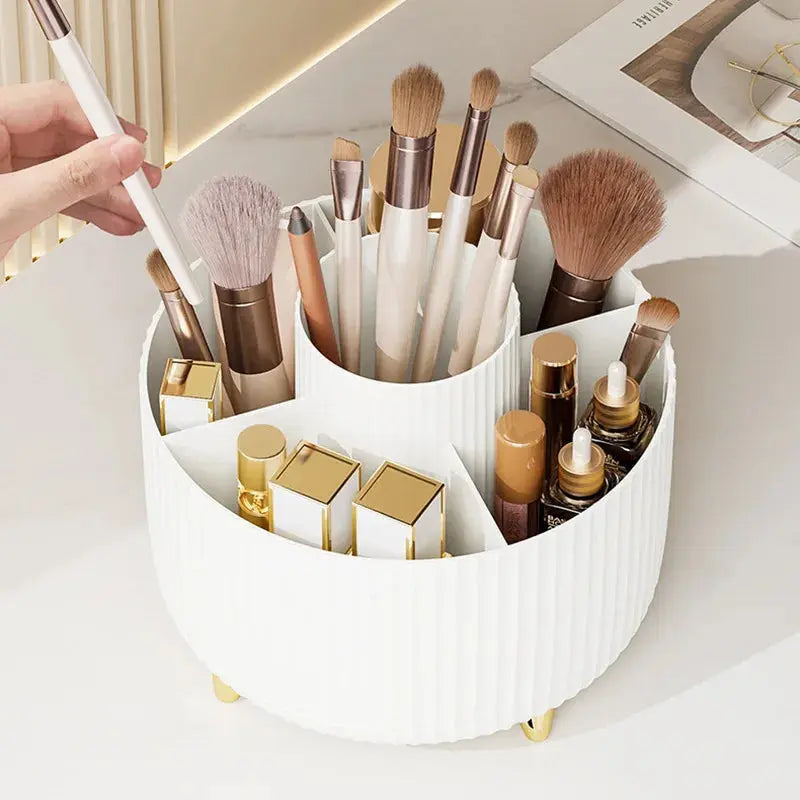 360 Rotating Makeup Cosmetic Organizer Large Capacity white