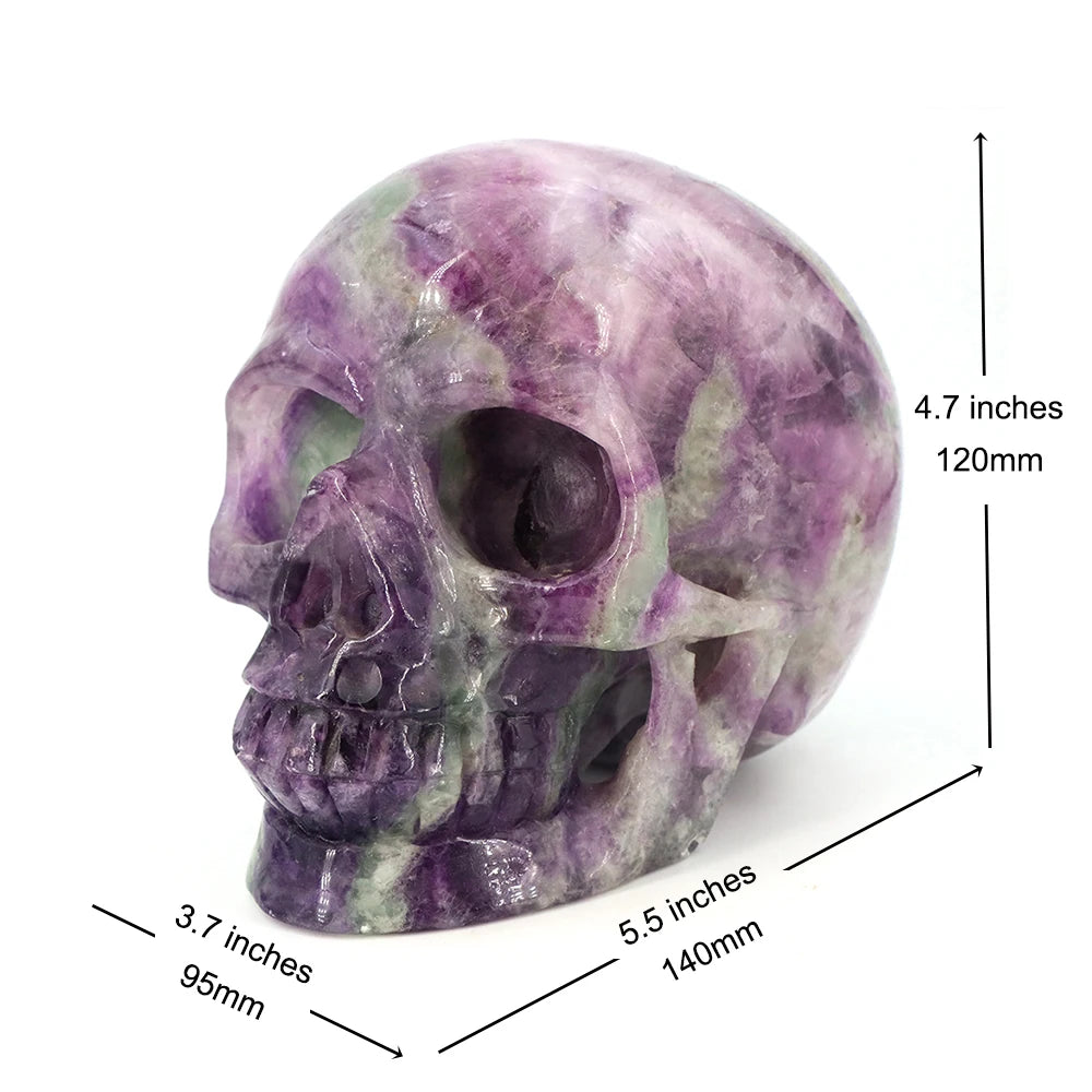 Fluorite Skull Natural Stone Carving Healing Crystal