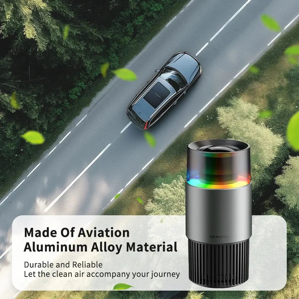 Car Air Purifier with Negative Ions Purifying, LED RGB Light, Vehicle Air Freshener for Oddor PM2.5, USB Powered Pure Ember