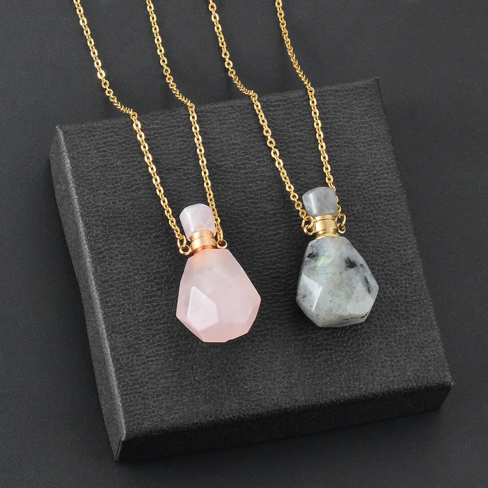 Crystal Natural Stone Ashes Keepsake Pendant Urn Necklaces - Pure Ember