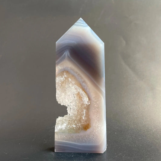 Natural Stone Agate Geode Druzy Crystal Tower Polished Wand Point Meditation Reiki Healing