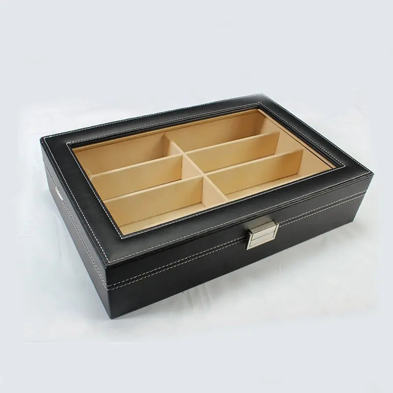 44410173292710PU Leather 8-Pair Eyeglass Sunglasses Storage Organizer