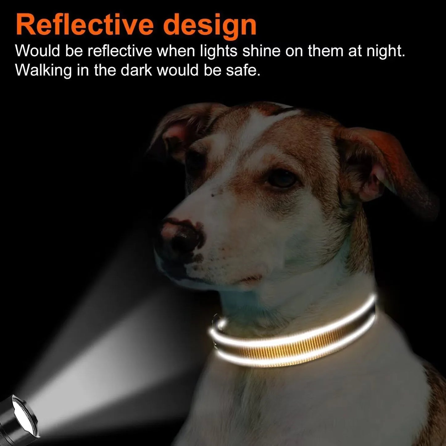 Reflective Dog Collar, Soft Neoprene Medium to Large Dogs, Neck 25-60 Centimetre