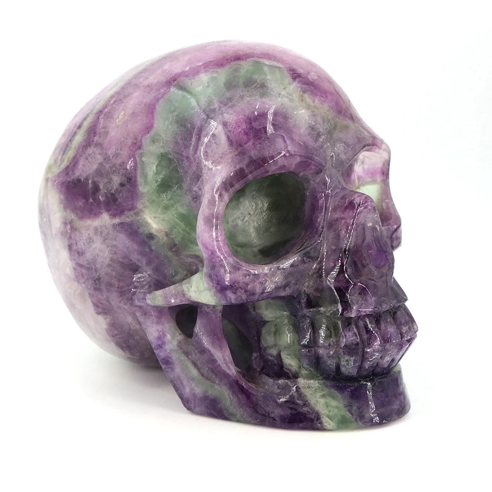 Fluorite Skull Natural Stone Carving Healing Crystal