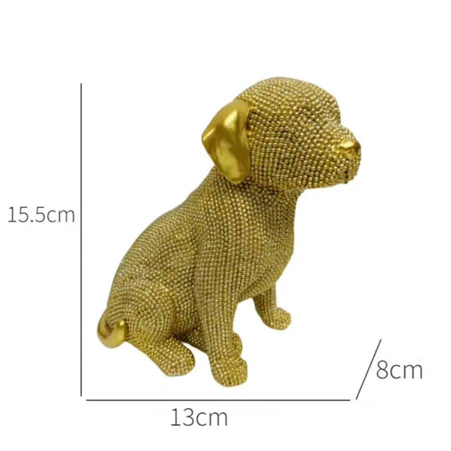 Beaded Resin Dog Statue gold
