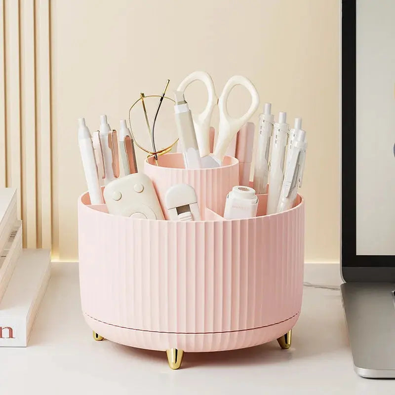 360 Rotating Makeup Cosmetic Organizer Large Capacity pink