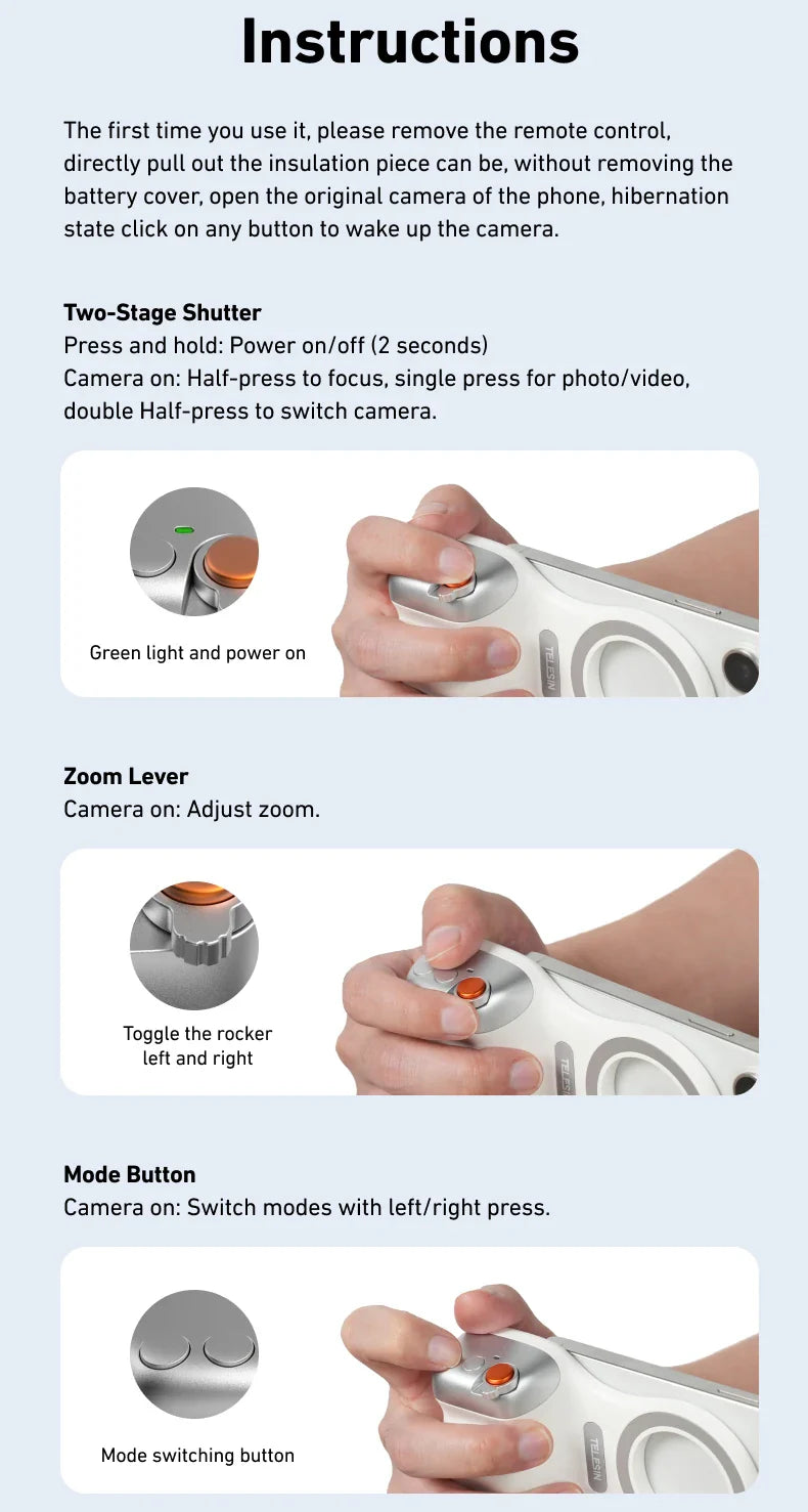 Instructions for using a remote control with images and text on a white background