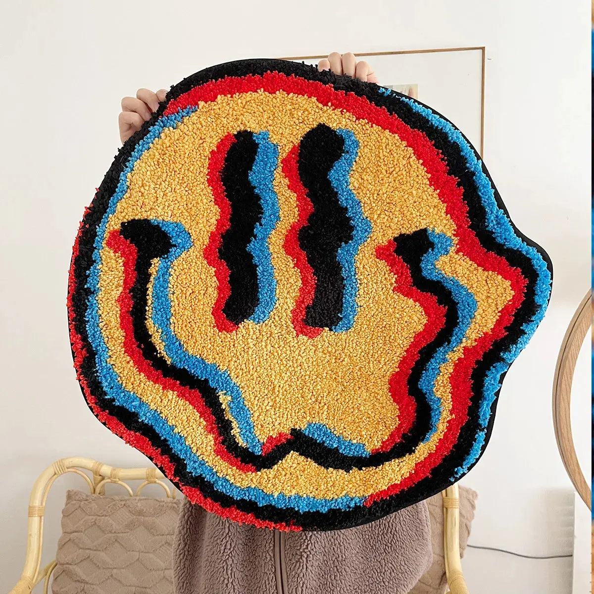 Trippy Smiling Face Rug Handmade Tufted Rug