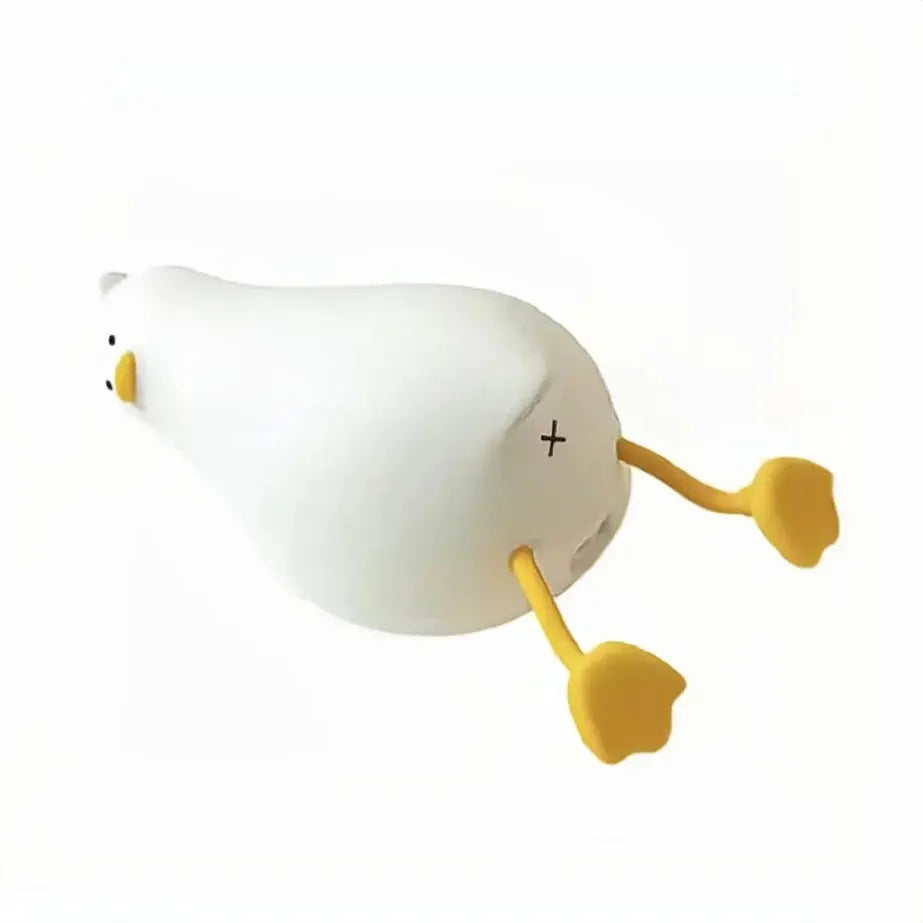 White and yellow duck-shaped device on a white background